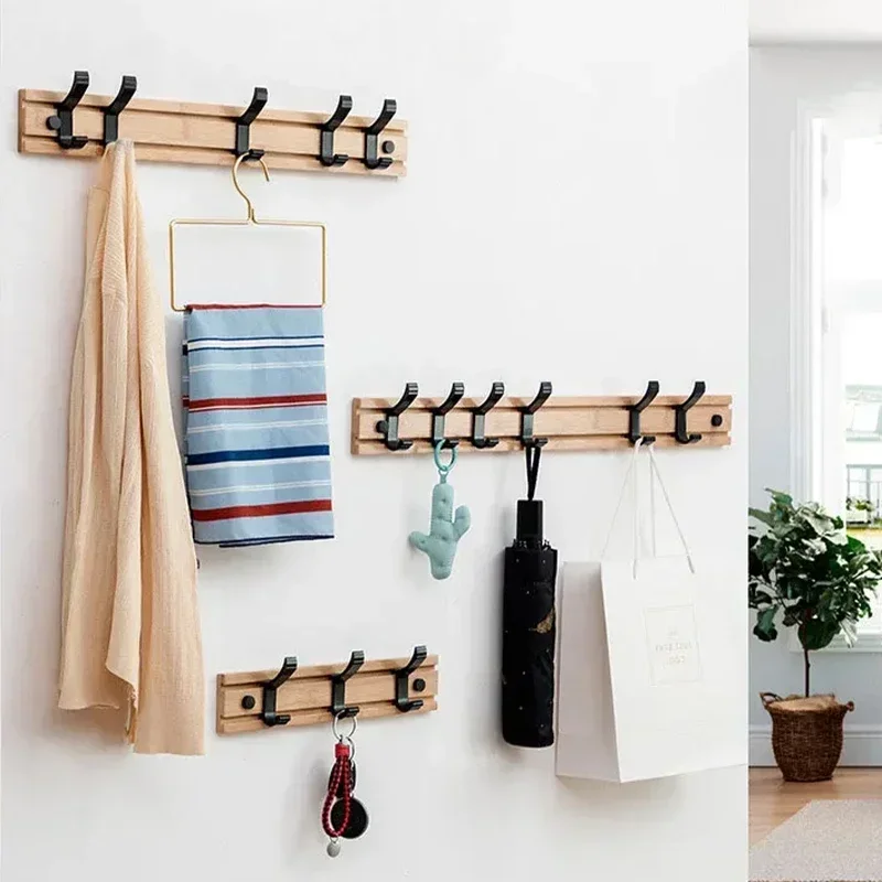 Creativity Adjustable Bamboo Coat Racks Wall Hanger Clothes Hook Living Bedroom Home Entrance Clothing Hat Stand Garment Rack 3