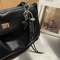 2024 New MIU Style Angola Red Heart Braided Rope Keychain Pendant Personalized Bag Pendant Accessories 2
