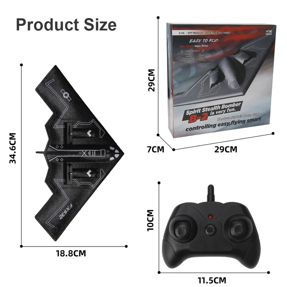 B2 RC Plane 2CH FX632 Remote Control Glider 2.4G 34cm Wingspan Airplane Aircraft Drone Toys For Adul Children Boys_voghion.com