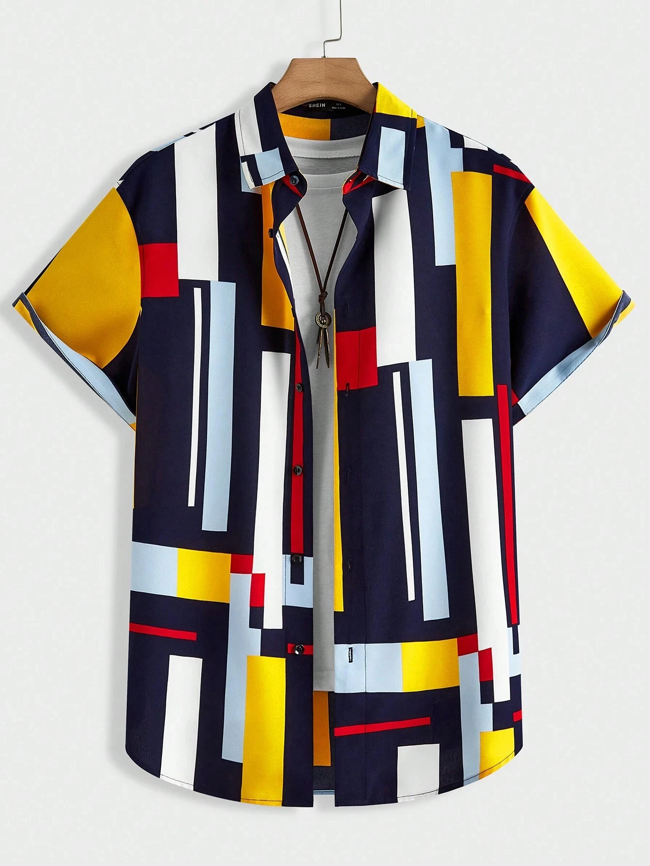 

Men's and Women's Shirts Summer Irregular Pattern Design Printed Short Sleeve Shirts Casual Button Lapel Tops