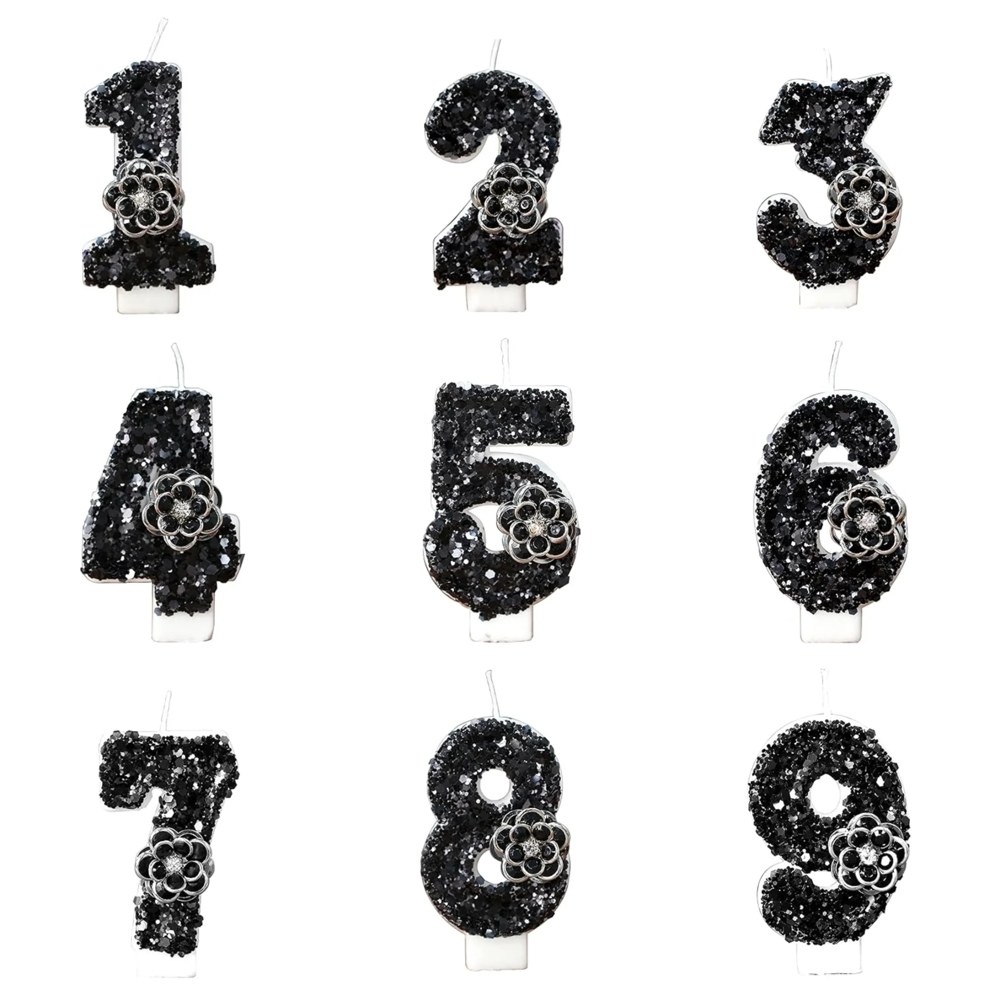 1PC Numeri Candele Torta di compleanno Candela Nero Sparkle Glitter per la  decorazione della festa nuziale Numero 0-9 Candele Forniture - AliExpress, image size:2048x2048