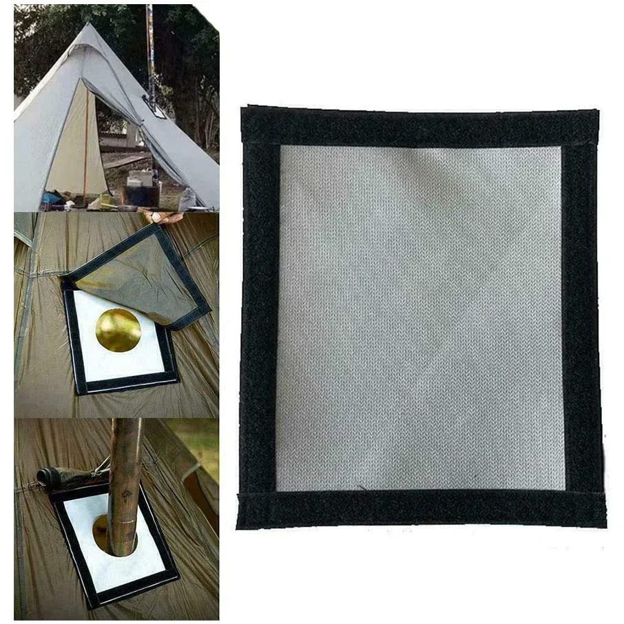 Tent Stove Jack Fire Resistant Pipe Vent Accessory Highly Chimney Flame-Retardant Mat Furnace Pipe Fireproof Protection Ring