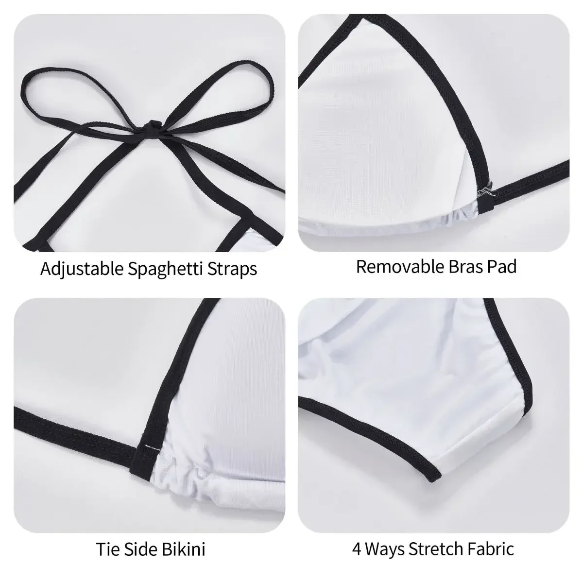 Women Triangle Swimsuit 2-piece Lace-up Bikini Set Ladies Sexy Halter Swimwear Pushup Flag Of Haiti Biquini