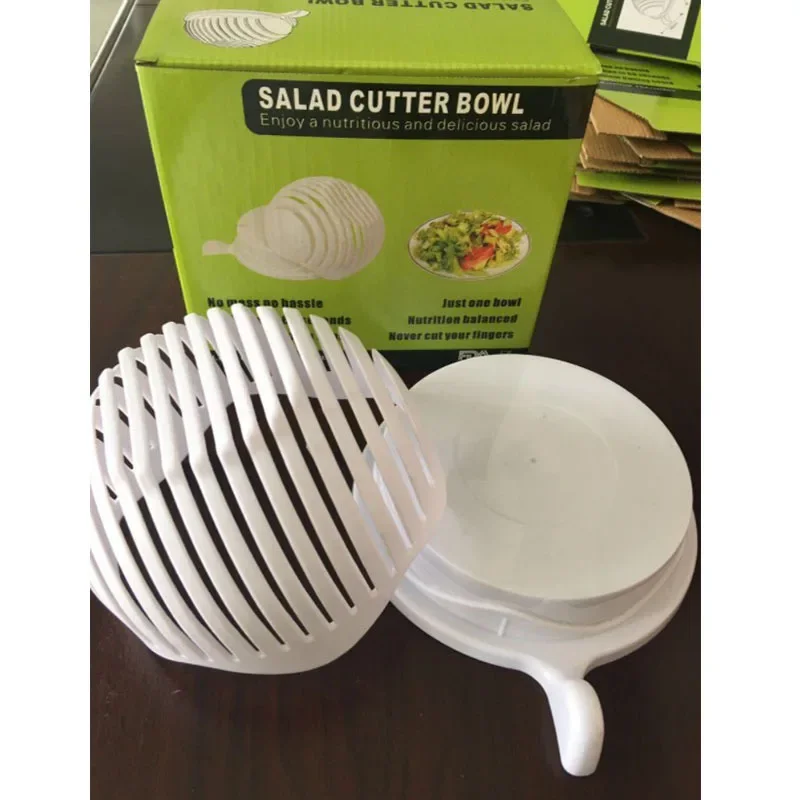 Easy fruit and vegetable salad cutter bowl, multi-function kitchen strainer filter storage holder