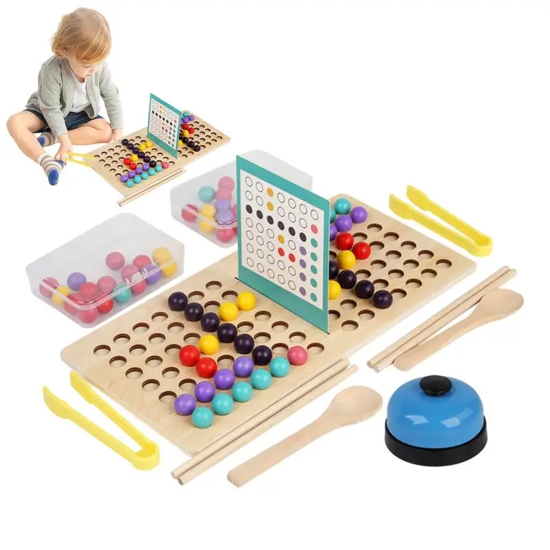 

Wooden Peg Board Beads Game 58pcs Hand Eye Coordination Montessori Board Bead Game Safe Montessori Toys Funny Board Game