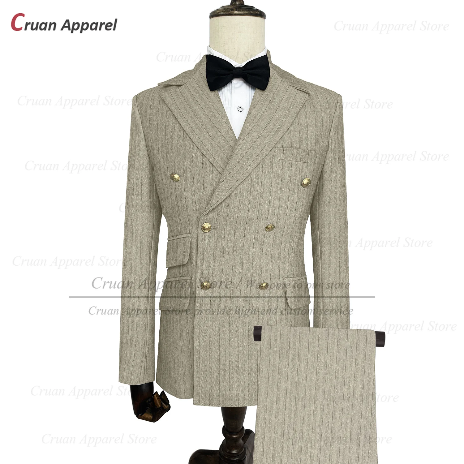 

2 шт., мужской костюм в полоску, свадебный костюм из блейзера и брюк