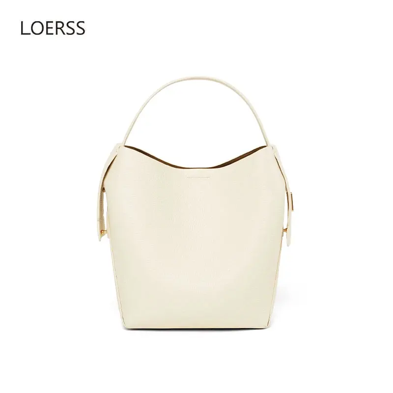 LOERSS Genuine Leather Shoulder Bag Large Capacity Luxury Crossbody Bag Cowhide Portable Bucket Bag Female for Women's Handbag