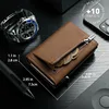 YATBEST Men's RFID Anti-Theft Three Fold Wallet Ultra-Thin with Zipper Coin Pocket Credit Card Clip Brush Anti-Magnetic Card Bag 2