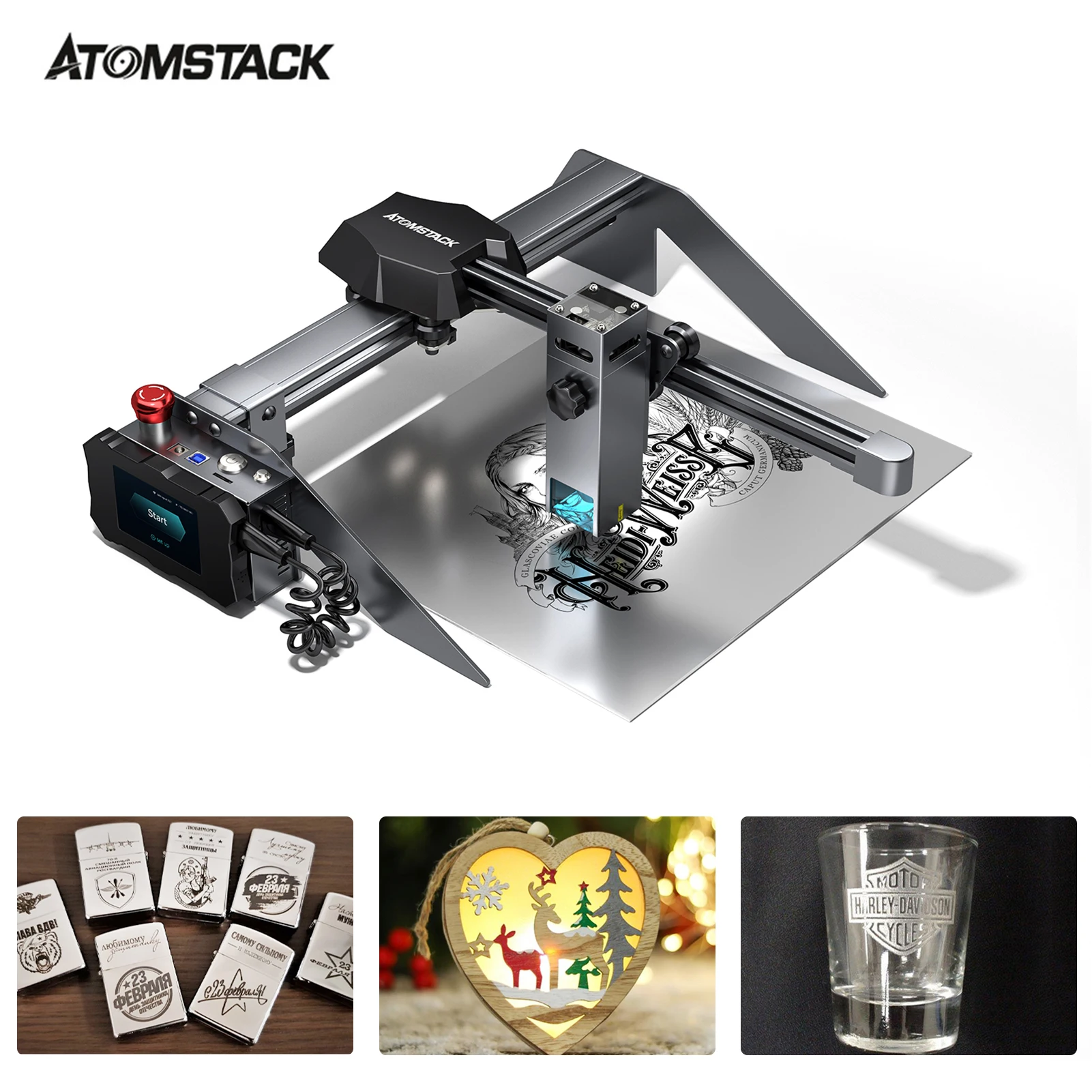 ATOMSTACK P9 M50 50W CNC Laser Engraving Cutting Machine 220*250mm Area Cutting for Wood Metal Acrylic Ceramics Leather