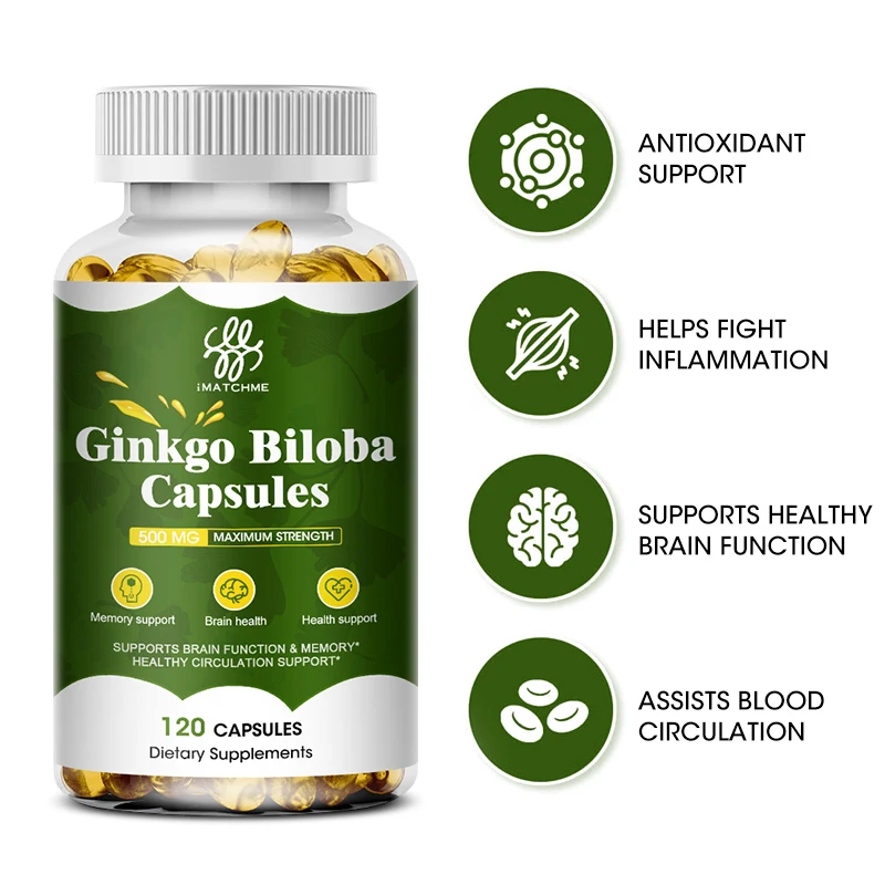 Ginkgo Biloba Supplement iMATCHME Ginkgo Biloba Extract Improves Brain Memory Improves Circulation Cognitive Function Increases Energy