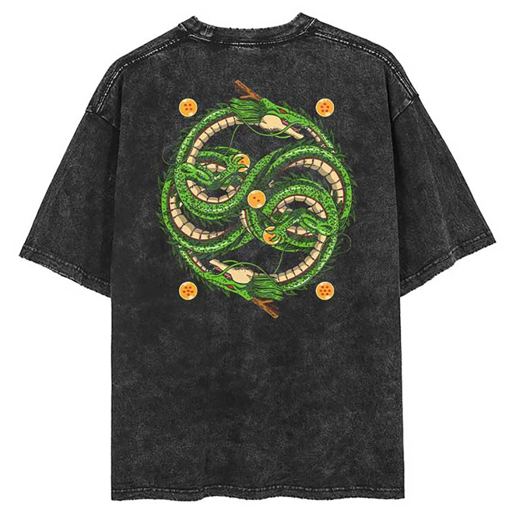 

Streetwear Washed Tshirt Fashion Japanese Anime Dragon Ball Graphic T Shirt Oversized Men Cotton Vintage T-Shirt Hip Hop Tees