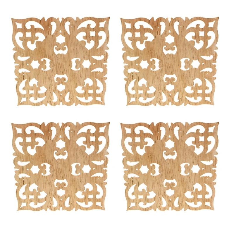 

4X Wooden Decal Supply European-Style Applique Real Wood Carving Accessories And Retail.Woodcarving