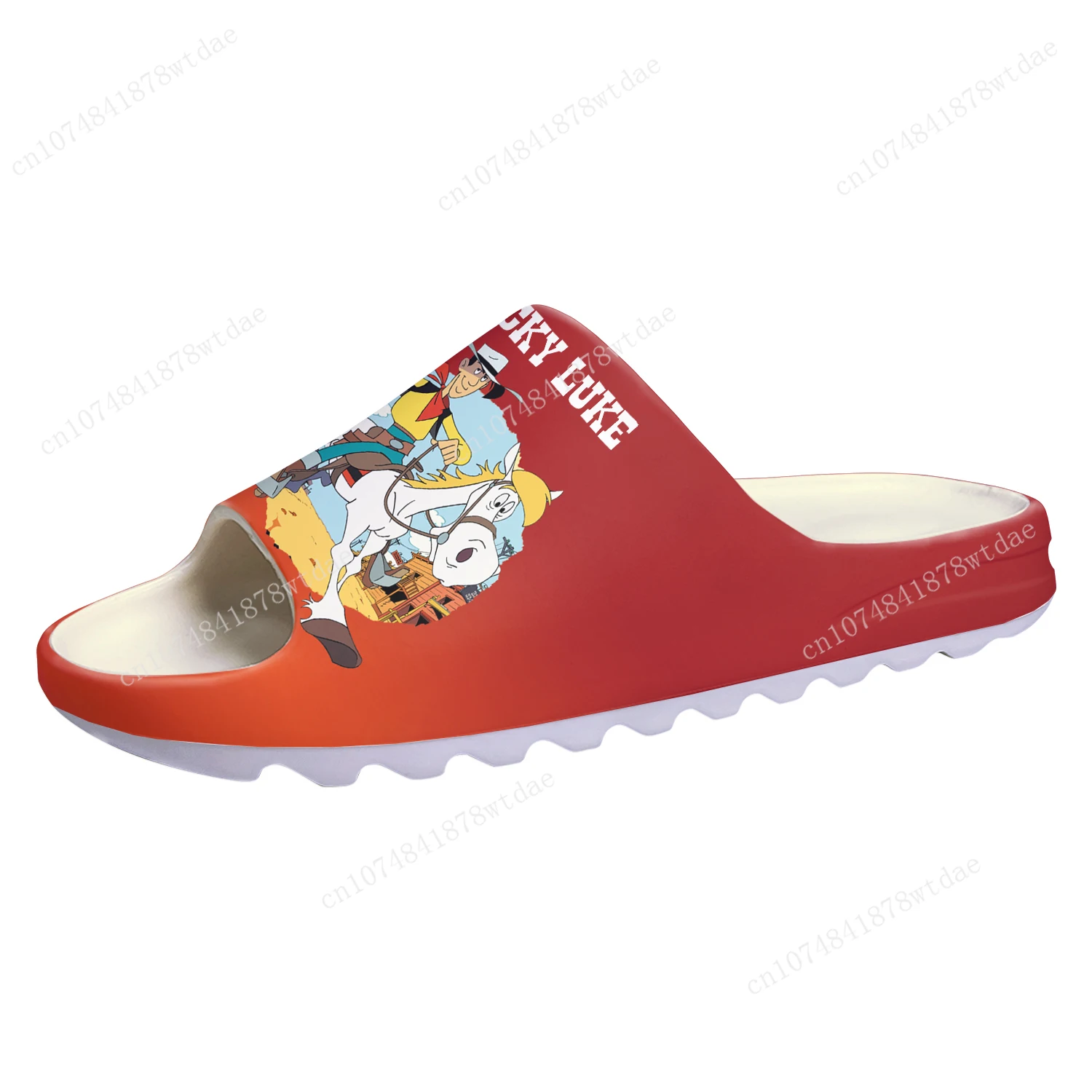 

Lucky Luke Soft Sole Sllipers Cowboy Mens Womens Teenager Home Clogs Anime Cartoon Step In Water Shoes On Shit Customize Sandals