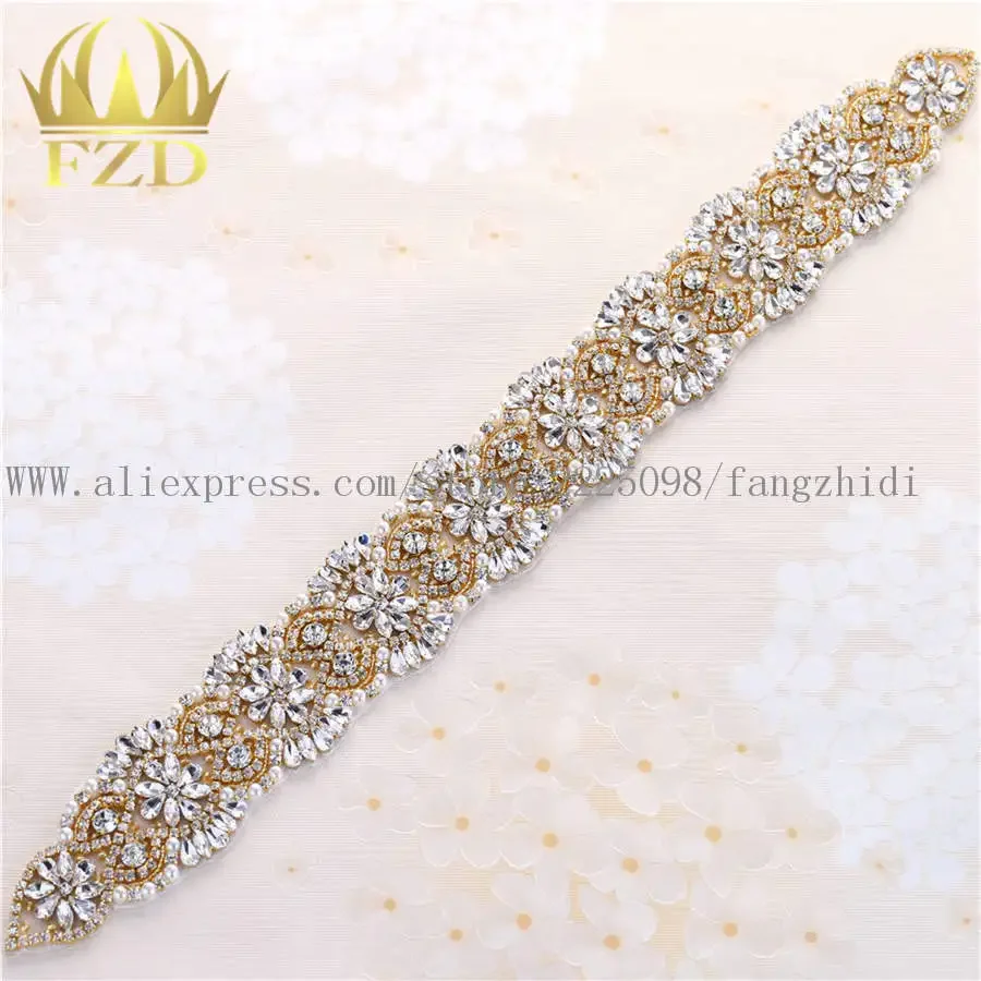 

Розница FANGZHIDI, 1 шт., искусственная кожа, свадебные золотые бусины, нашивки для свадебного платья, Пришивные искусственные украшения «сделай сам»