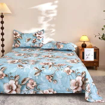 1 piece of printed bed sheet. Single bed. Double bed. Comfortable bedding. Suitable for all seasons (excluding pillowcases) 1