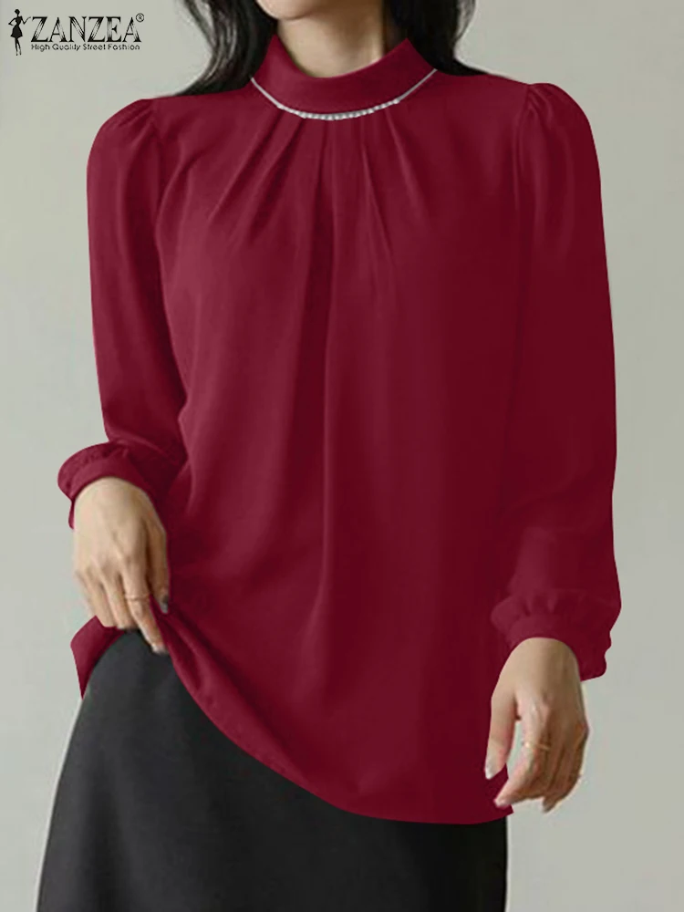 

2024 ZANZEA Elegant Women Blouse Spring Fashion Office Work Tops Casual Solid Long Sleeve OL Party Shirt Female Blusas Mujer