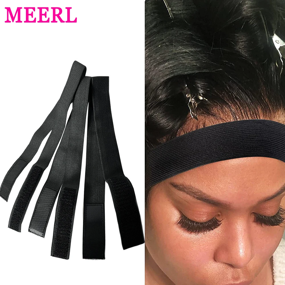 MEERL 1Pc Hair Elastic Band For Wigs With MagicTape Headband Edge Laying  Scarf Edge Wraps For Fixed Lace Wigs Elastic Headband