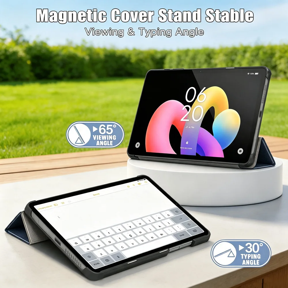 Smart Tri-Fold Flip Stand Tablet Case with Hard PC Back Shell, 10.1