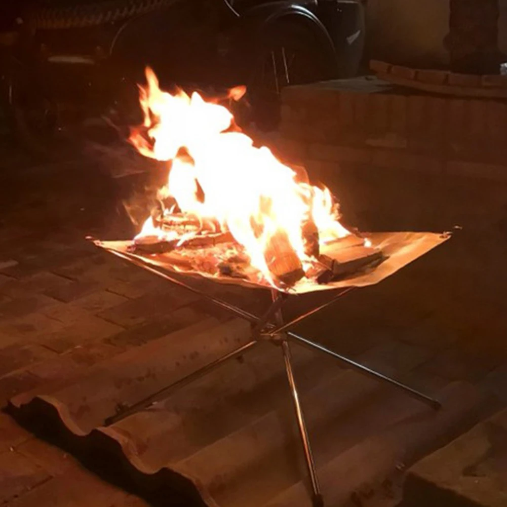 Stainless Steel Mesh Fire Pits Fireplace Foldable Portable Fire Pit Folding for Camping Outdoor Patio Backyard and Garden