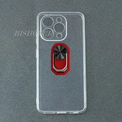 Enhanced Back Ring Holder Phone Case - Soft Silicone TPU Cover, 6.56 for Doogee N55 Pro (Transparent C Red)