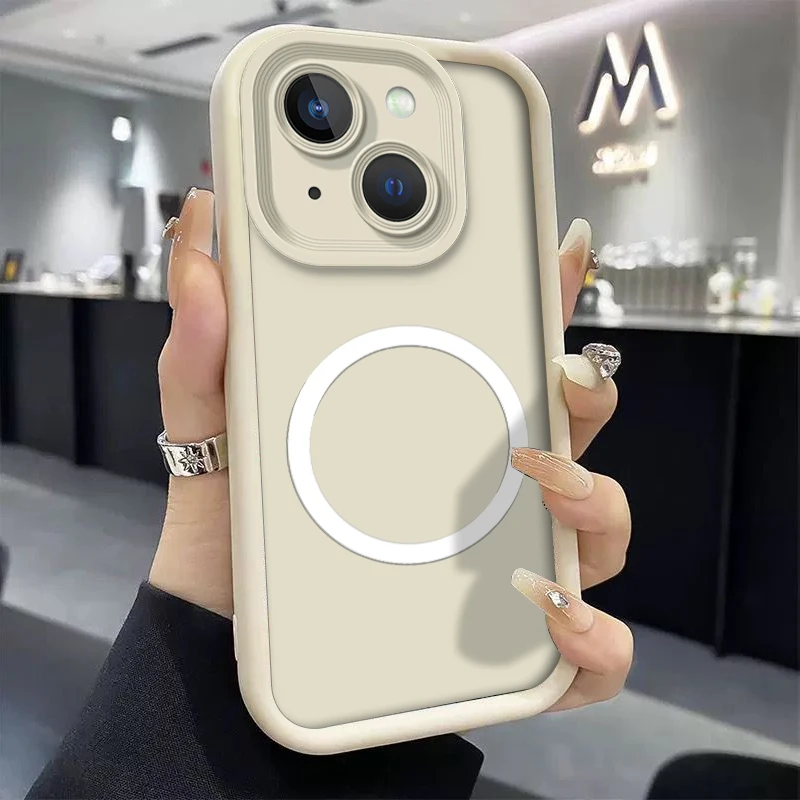 Silicone Phone Case with Lens Protection and Magnetic Wireless Charging Sticker