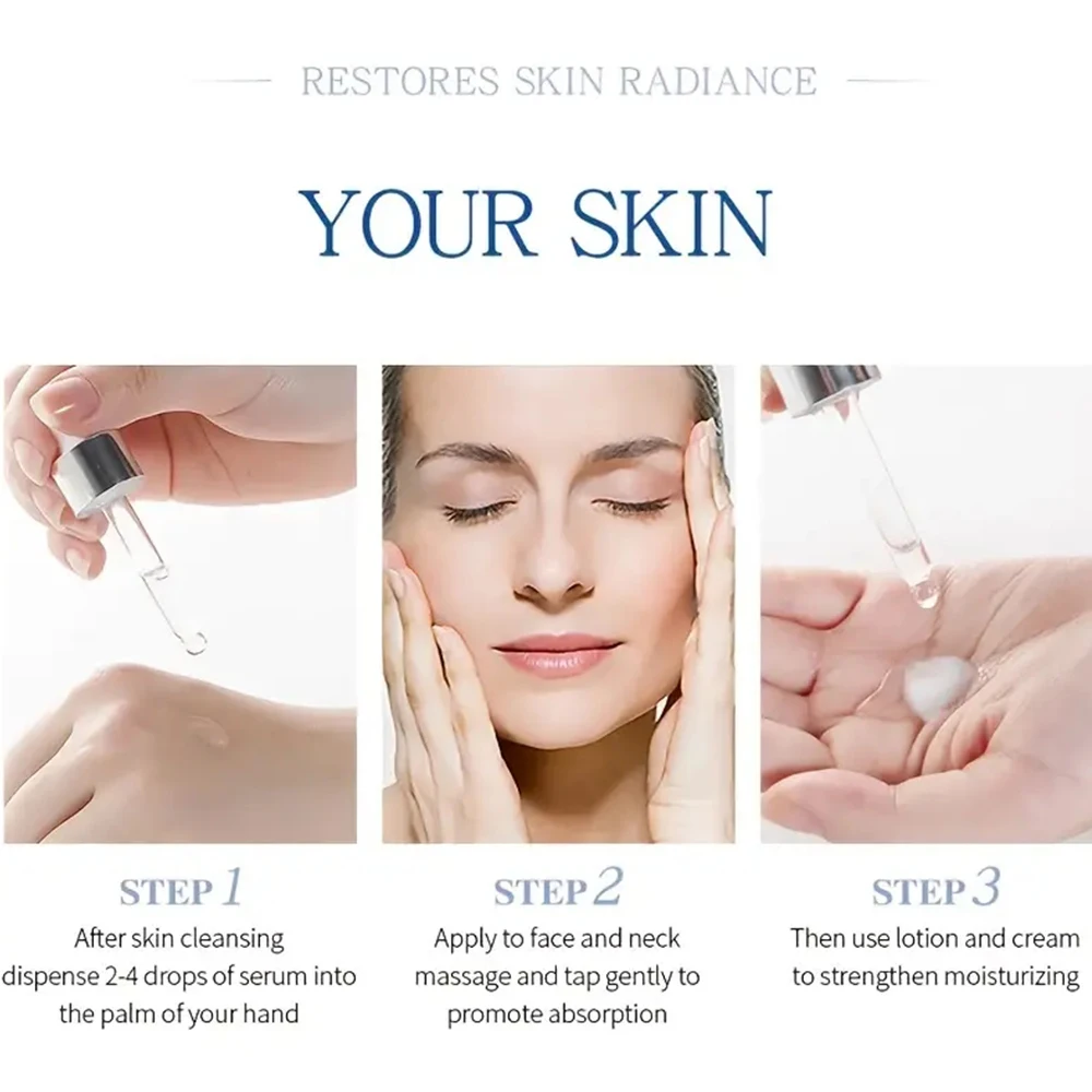 Hyaluronic acid facial serum, a natural moisturizing factor, can retain moisture for a long time,keep skin hydrated,elastic 2
