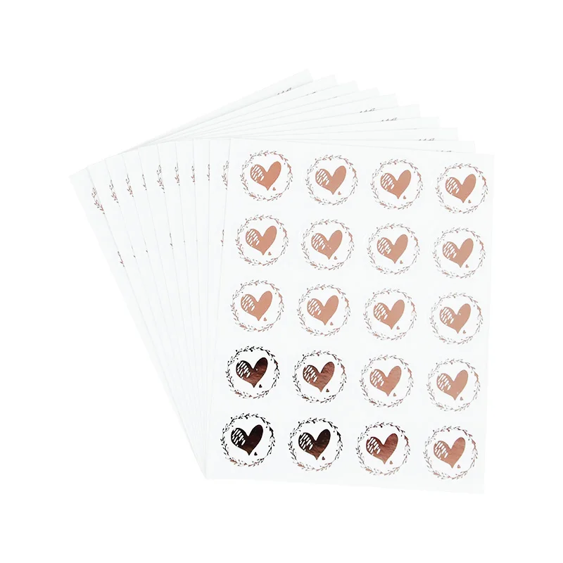 

200Pcs Rose Gold Love Heart Stickers Round Sticker For Gift Box Label Envelope Sealing Scrapbook Wedding Valentine's Day Decor