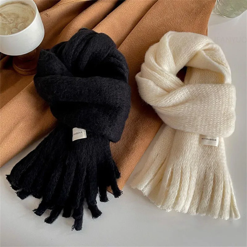 Winter Children Fashion Solid Tassel Knitted Scarf Boys Girls Warm Versatile Korean Scarf Baby Neckerchief Clothing Accessories