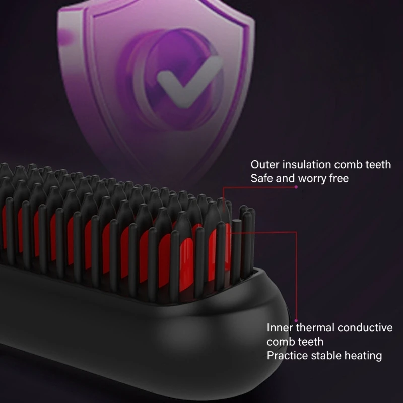 Wireless Hair Straightener Brush Fast Heated Straightener Brush Multifunctional Electric Hot Comb Hair Professional