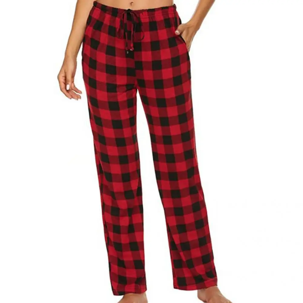 

Stylish All-Matched Breathable Lightweight Plaid Pajama Sleepwear Stretch Drawstring Trousers Sleep Pants High Elasticity