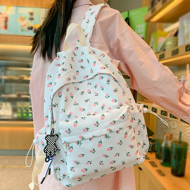 Kadın çiçek dizüstü okul çantası bayan sevimli kitap sırt çantası moda kız  Kawaii seyahat sırt çantası moda kolej kadın okul çantası yeni - AliExpress