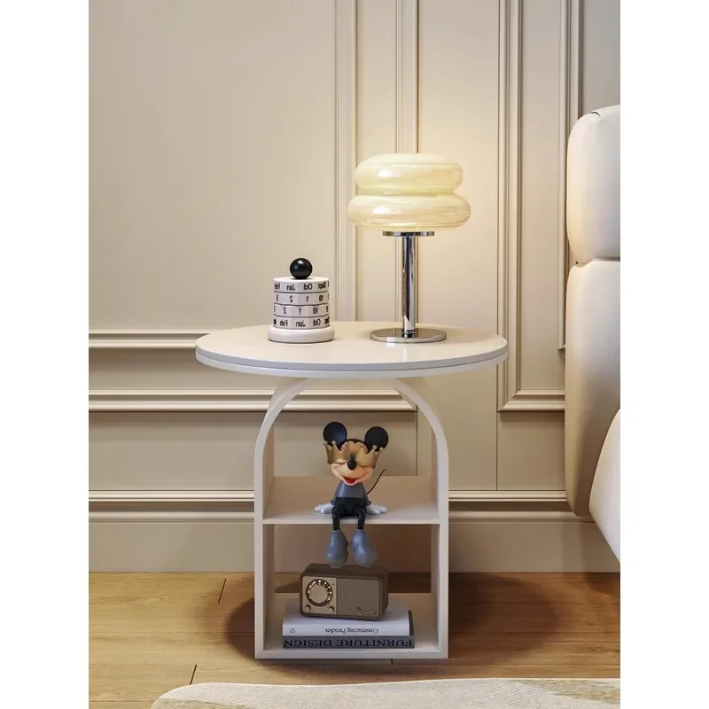 Cream wind removable living room sofa small side coffee table small bedside side cabinet rack round corner table