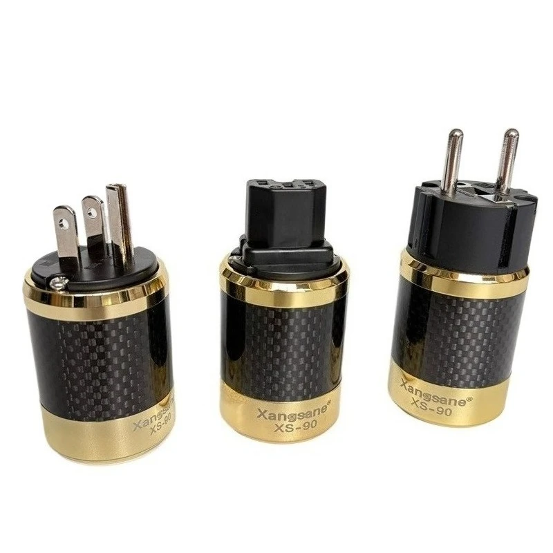 HiFi 탄소 섬유 미국/EU 플러그 오디오 AC 전원 플러그 레드 구리 금 로듐 도금 C13 IEC 커넥터