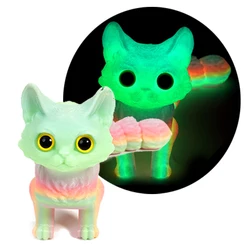 3D Printed Movable Cat Fidget Toy - Stress Relief and Desktop Ornament Gift (Luminous)
