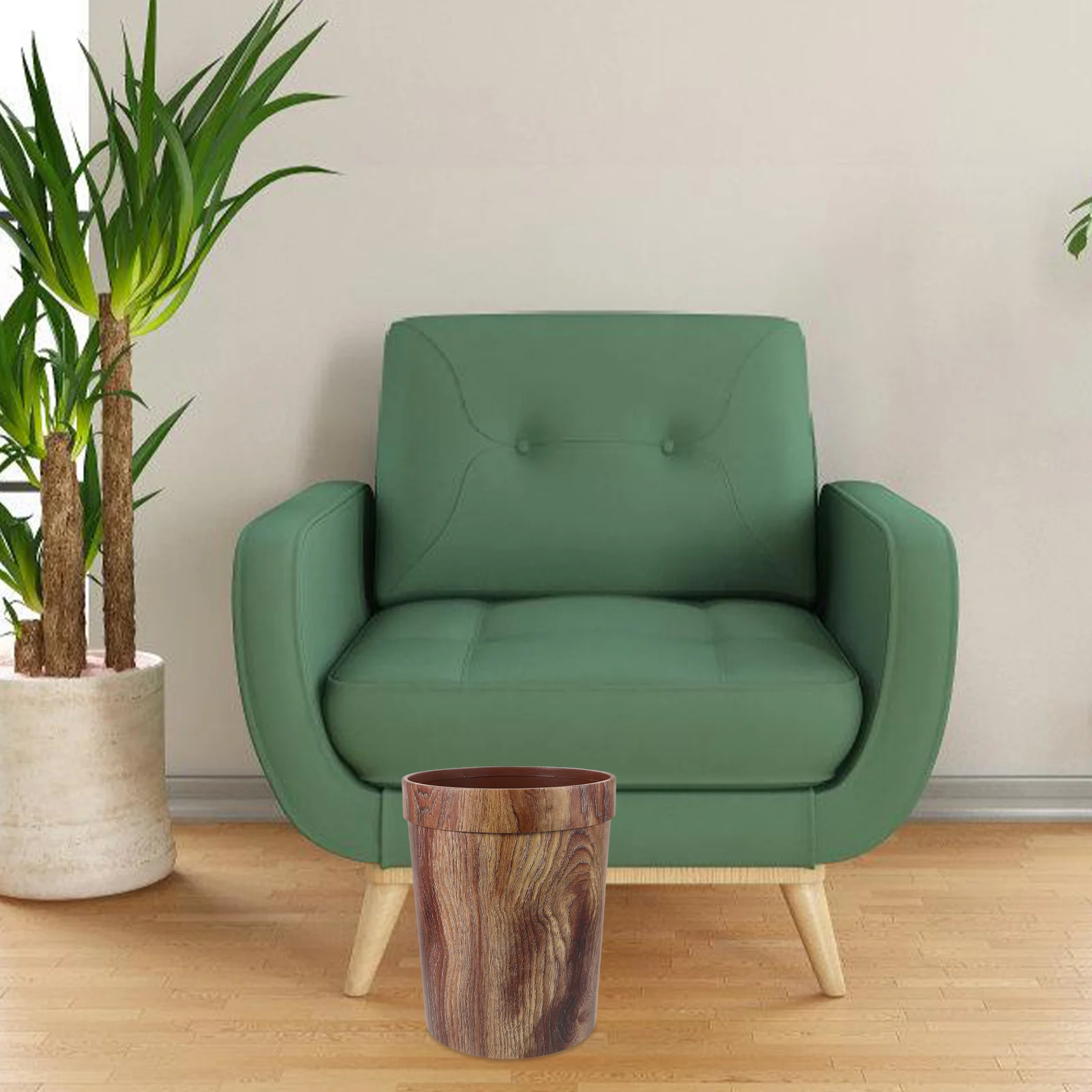 

Imitated Wood Trash Can, Woodgraining Container Vintage Trash Can Wastebasket Trash Can for Bedroom Garbage collector