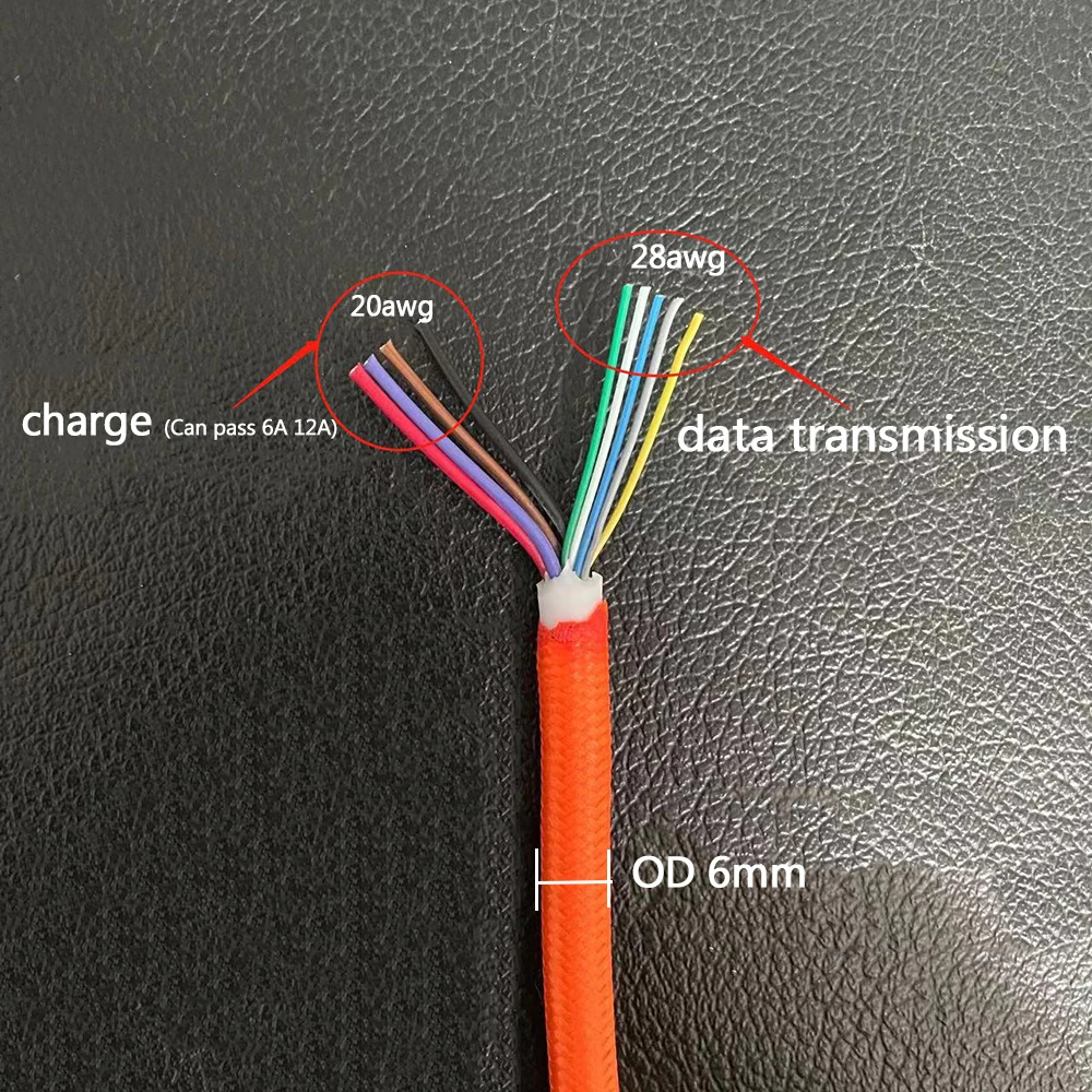 위브 데이터 케이블 9 코어 주석 도금 구리 산화 방지 USB 케이블, USB3.0 휴대폰 PD 고속 충전 케이블, 아이폰 6ATYPE-C 용