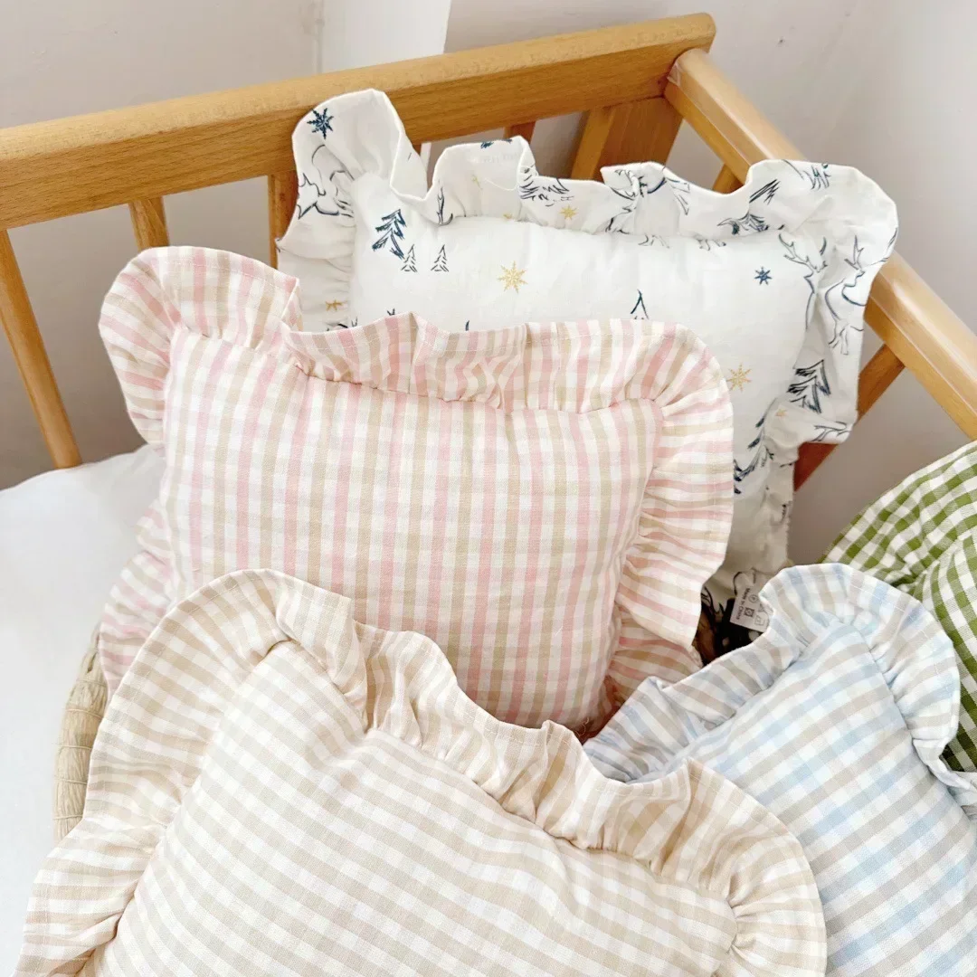 Custom Name Nordic Style Cotton Baby Small Pillow 28x34cm with Ruffles Kids Cushion Baby Newborn Bedding Pillows Cushions Room 5