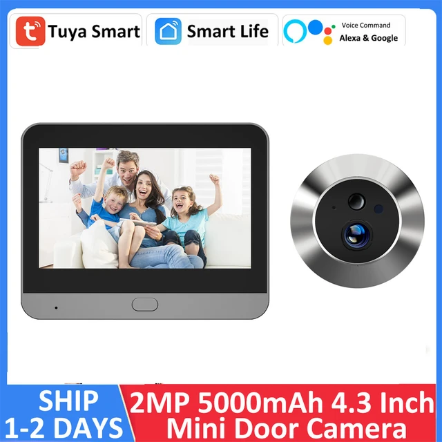 TuyaSmart 1080P Mini WiFi Puerta Mágica Mirilla Visor de ojos Inalámbrico  Visión nocturna PIR Detección de movimiento Timbre Cámara Alexa Google -  AliExpress