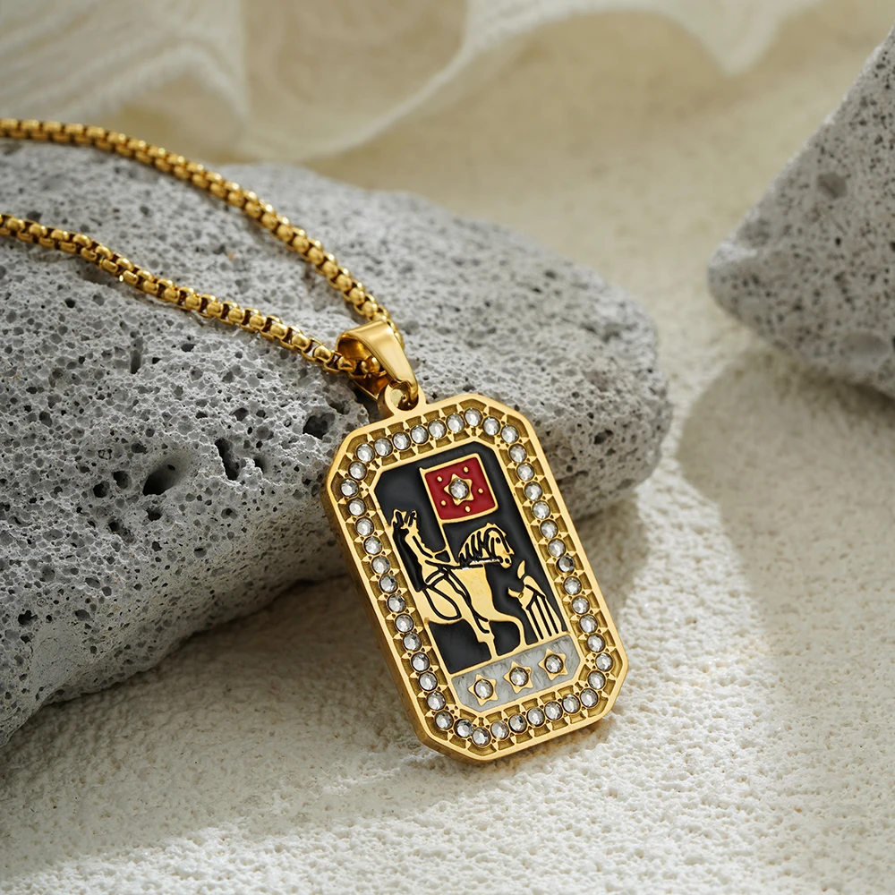 Tarot Card Neckalce Stainless Steel for Women Men Evil Eye Star Moon Sun Lovers One Piece Choker Original Design Jewelry Gifts