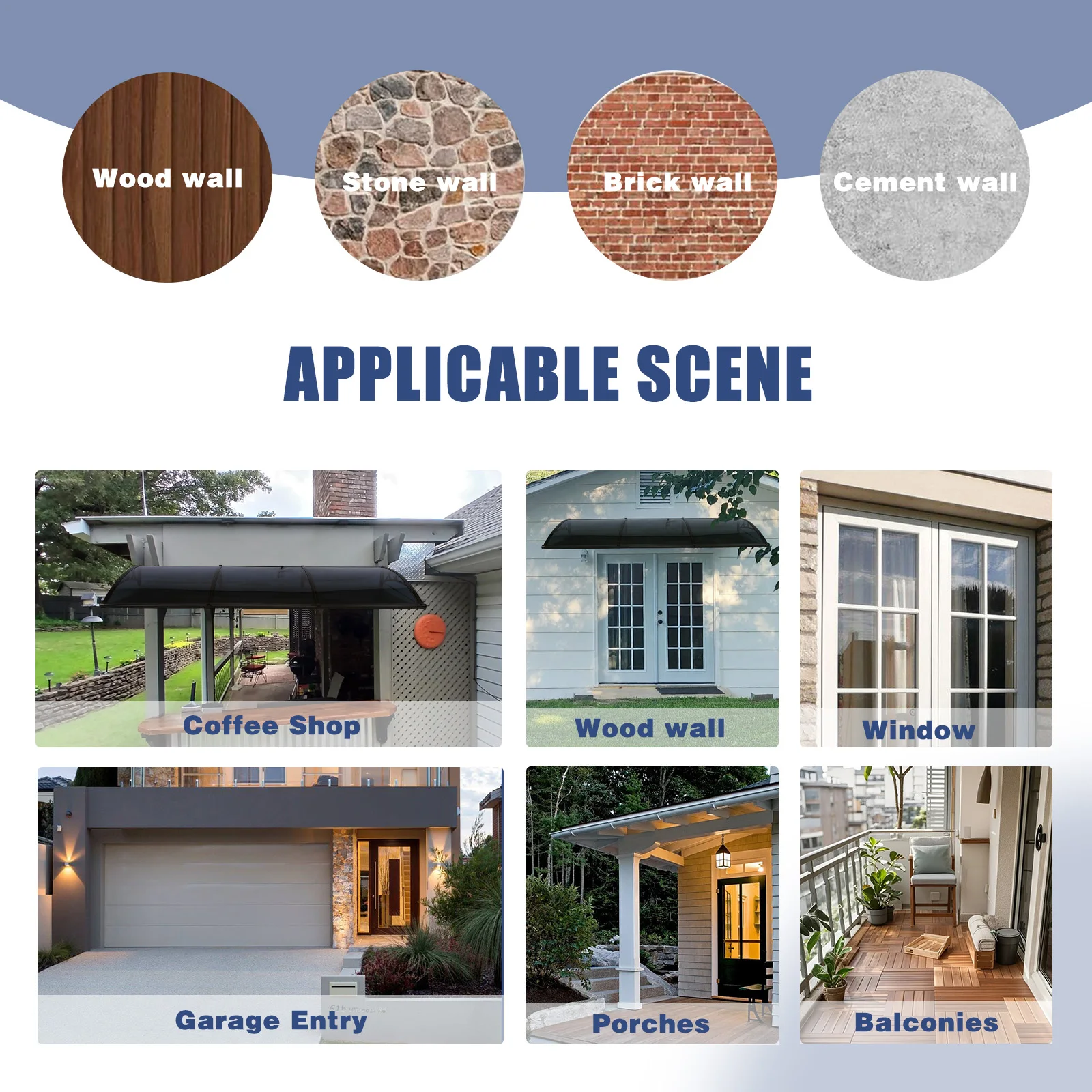 Polycarbonate Door Awning for Exterior Doors Deck Porch