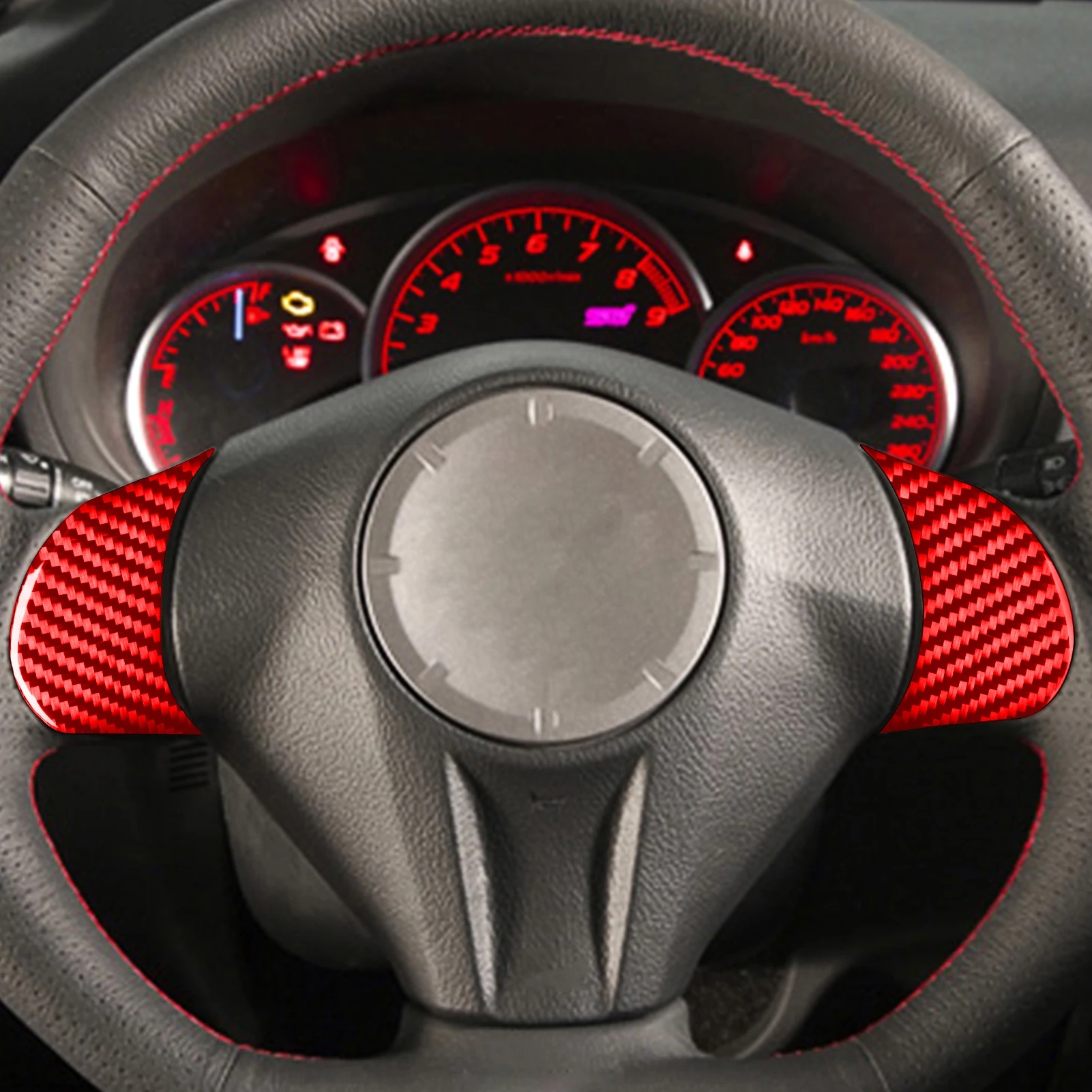 For Subaru Impreza 2009 2010 2011 Accessories Carbon Fiber Car Interior Steering Wheel Button Cover Trim Sticker Decoration