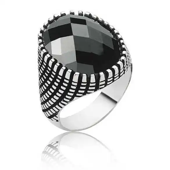 

Tevuli 925 Sterling Silver Black Cutting Cubic Zirconia Men Ring