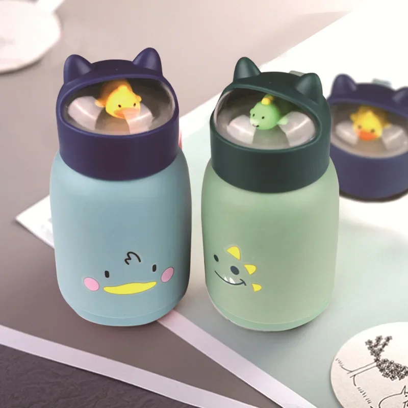 

360ml Cute Cartoon Animal Water Bottle Cat Glass Cup Three-dimensional Animal Big Belly Water Cup INS Style Student Gift Cup