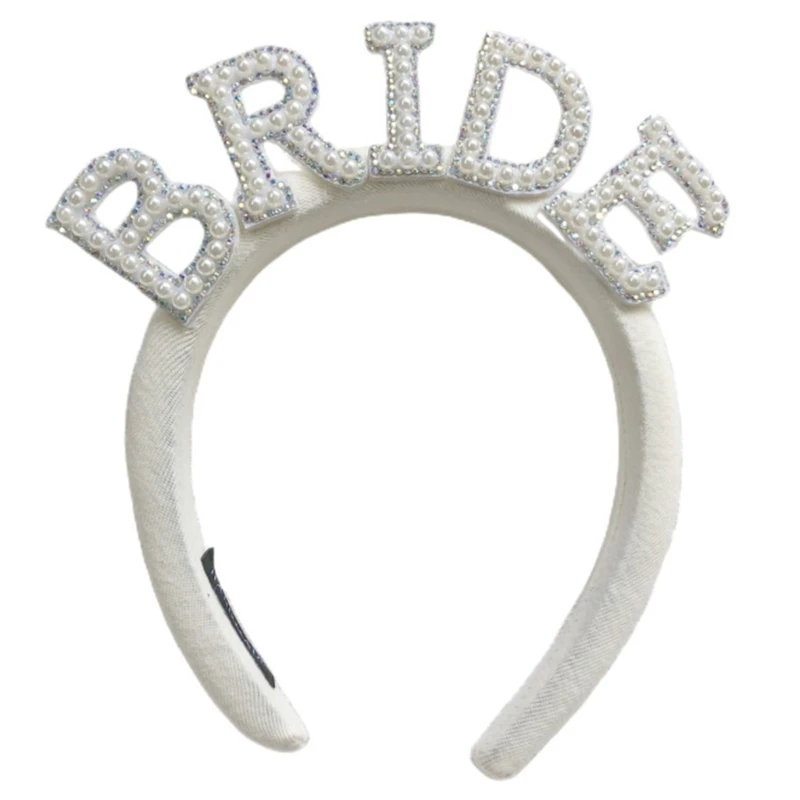 

Pearl Bride Headband for Bridal Shower Female Wedding Party Headdress Bachelorette Party Hairhoop Bride Vintage Dropshipping