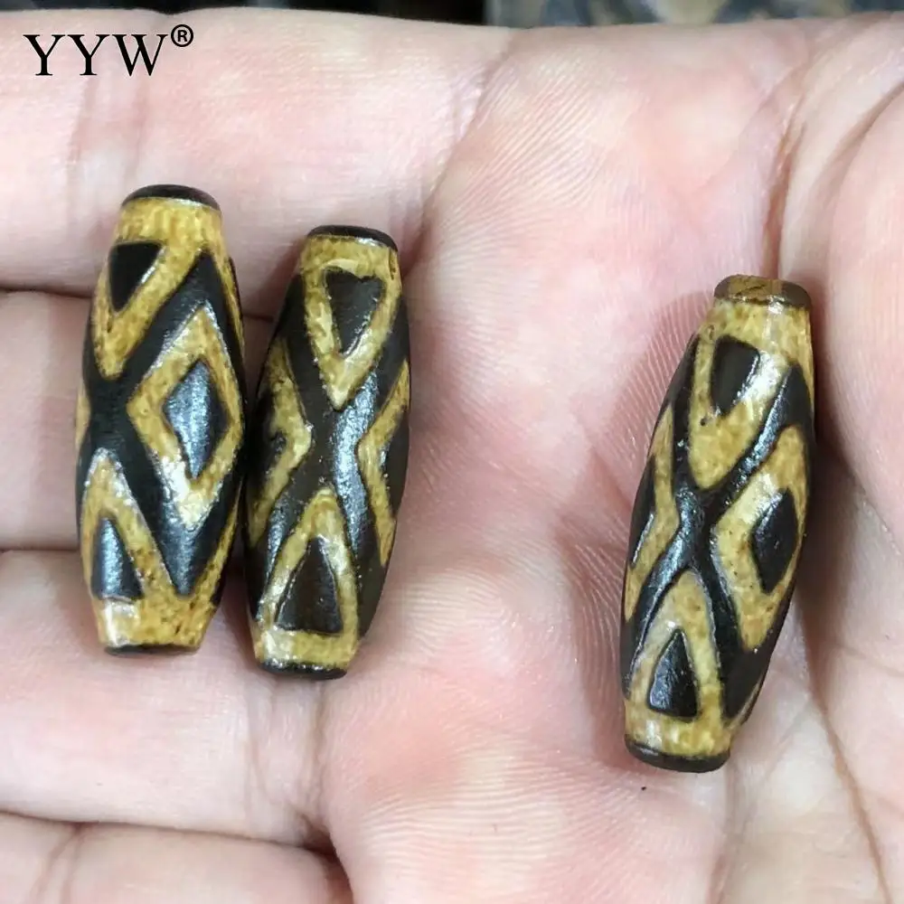 2PCs Natural Tibetan Dzi Beads For Making Diy Jewelry Oval Jewelry Handmade Making Diy Necklace Bracelet Tibetan 30x11mm