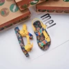 Mini Melissa Summer Children's Sandals Kids Flat Bottom Button Sport Casual Shoes Boys Girls Printed Contrast Roman Beach Shoes 2