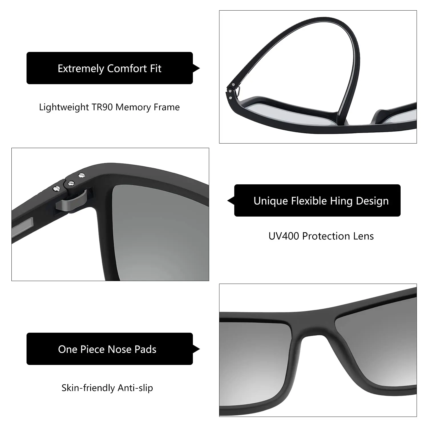 Zenottic Ultralight Tr90 Polarized Sunglasses Men Square Outdoor