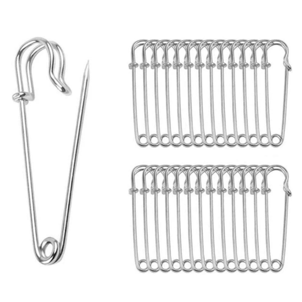 20pcs Metal Large Safety Pins Brooch Base Hook for For DIY Lock Jewelry Blankets Clothes Craft Making Accessory Supply Materials 50pcs lot 15 20 25 30 35 mm brooch clip base pins safety pins brooch settings blank base for diy jewelry making supplies