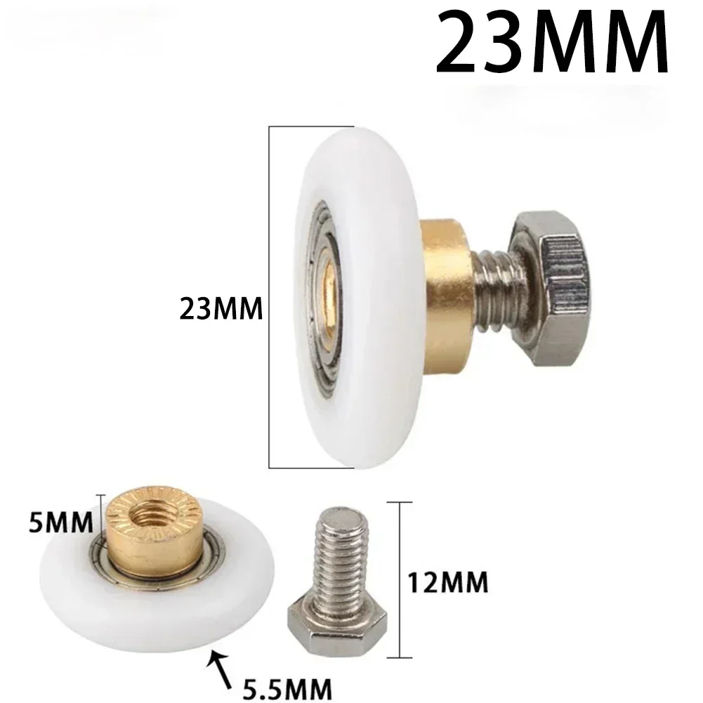 Shower Room Pulleys Set Bathroom Sliding Glass Door Wheels Nylon Copper Roller 20mm 23mm 25mm 27mm 4pcs