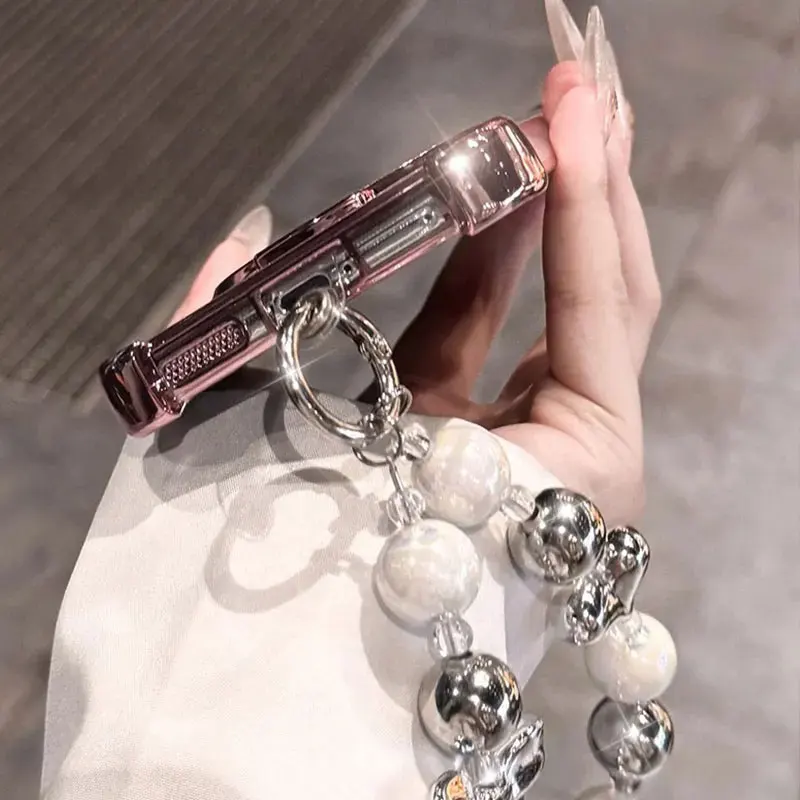 Pearl Strap Glitter Love Phone Holder Case